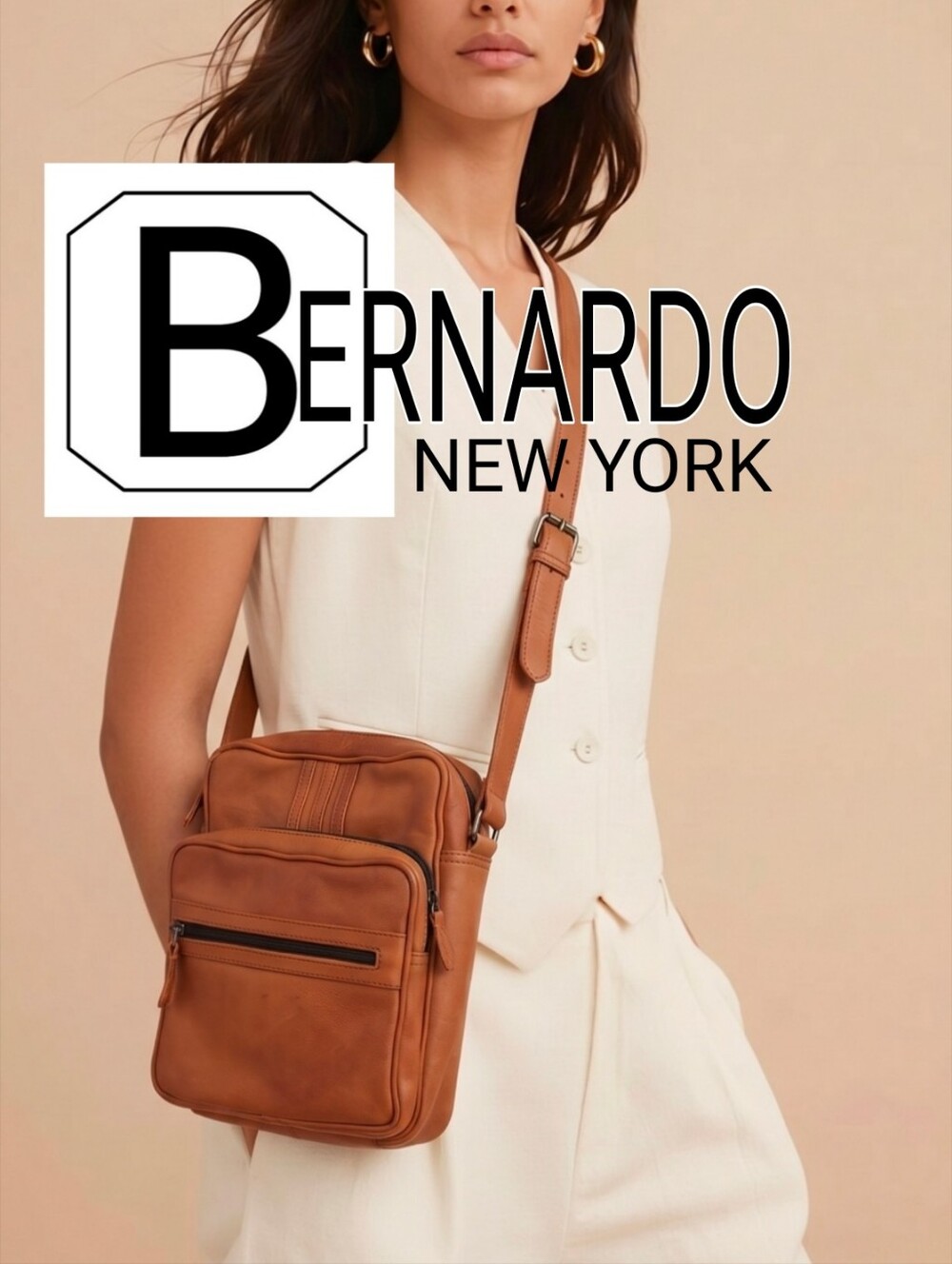 BERNARDO NY BROWN Leather Crossbody Bag. 👀 GORGEOUS SAKS